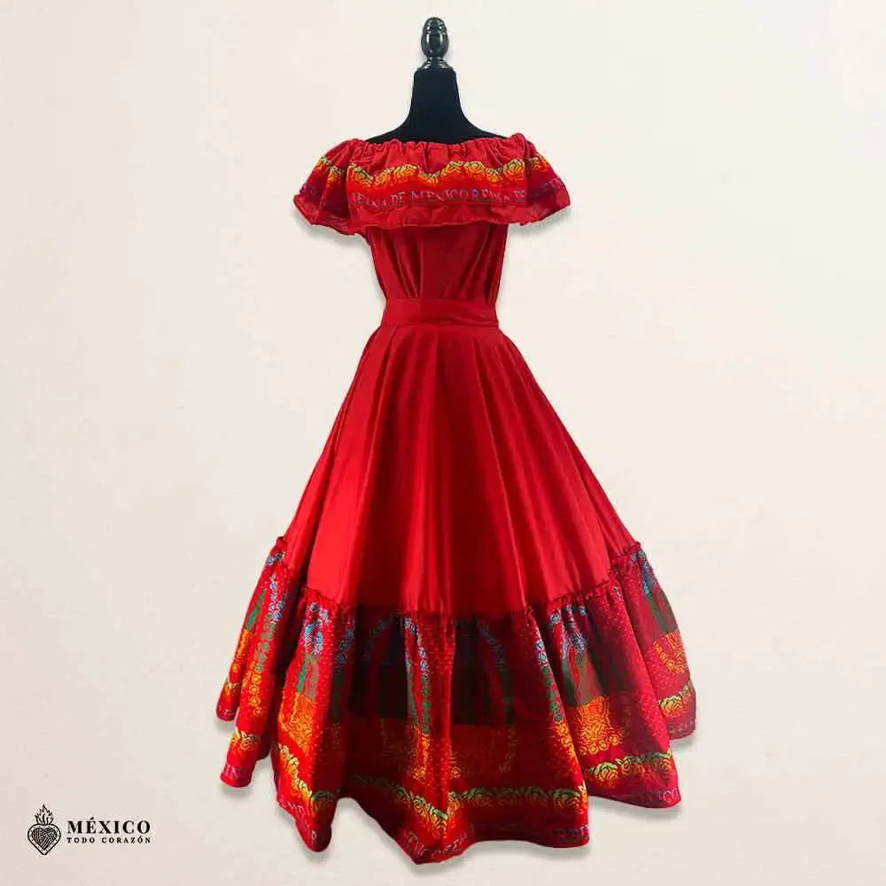 Traditional Mexican 3-Piece Cambaya Dress Set with Matching Rebozo Handmade